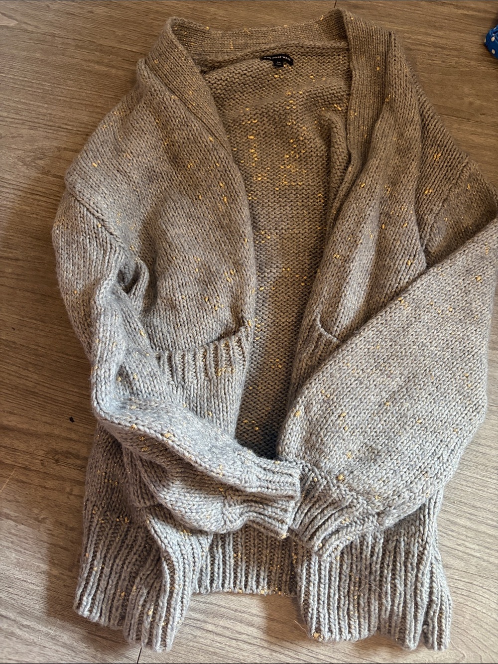 Cozy Grey Knit Open-Front Women's Cardigan Sweater